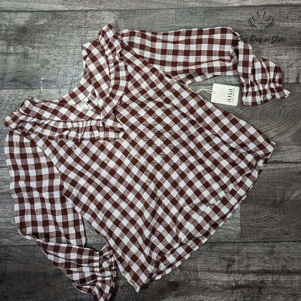 A.n.a Ruffle Collar Long Sleeve Top Size S
